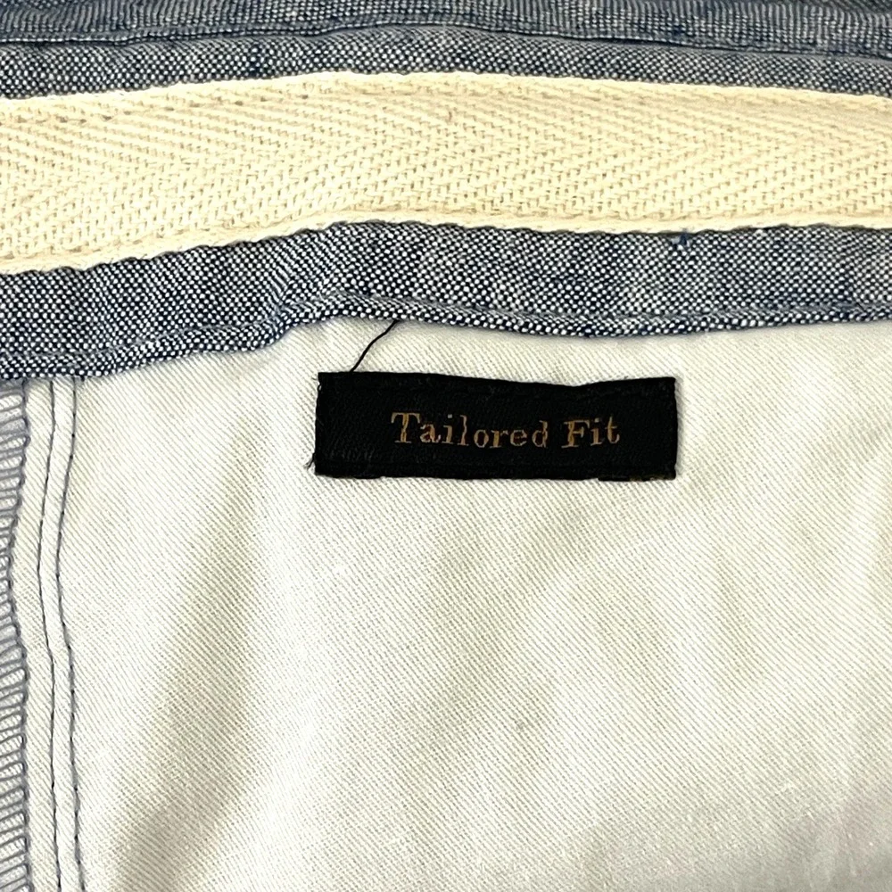 Jos A Bank Reserve Linen Blend Pants Mens 34x30 Blue Tailored Fit Drawstring